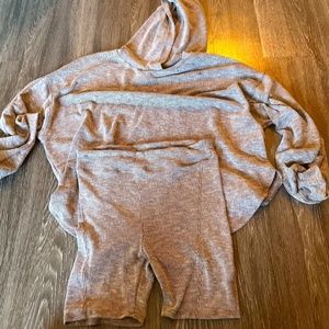 Brown Ribbed Hooded Biker Short Set NWOT